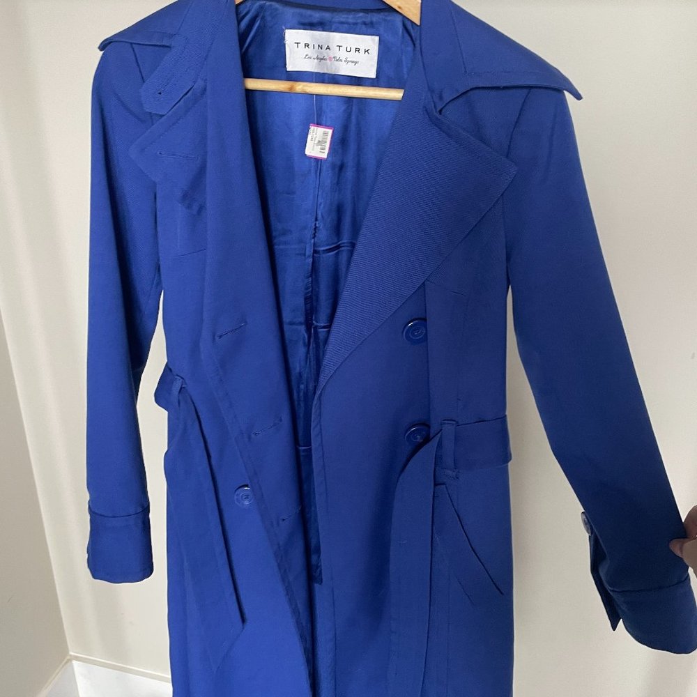Trina Turk! Beautiful Royal Blue Trench Coat